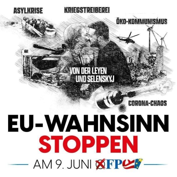 Антиукраїнський виборчий плакат FPÖ. Фото: X (Twitter) / © 