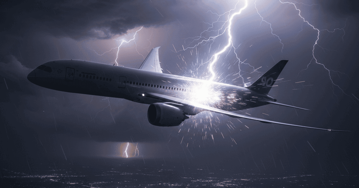 Блискавка влучила у літак