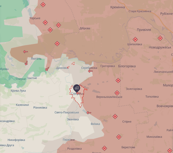 Сіверськ, просування росіян за рік. Джерело: DeepState