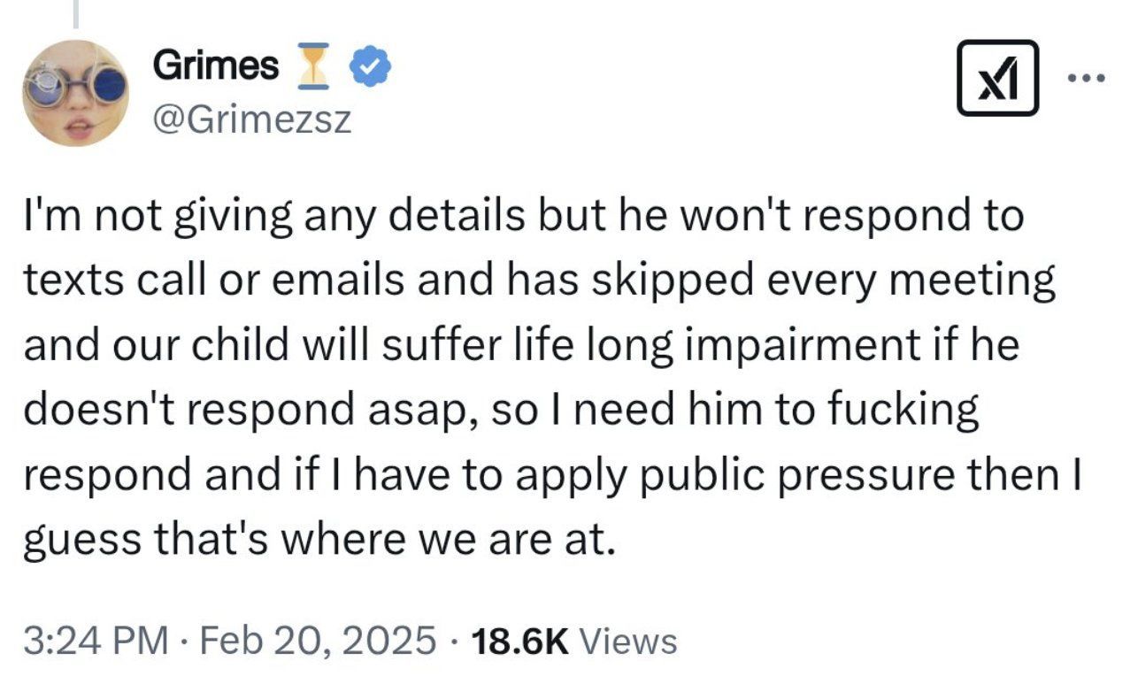 Grimes обратилась к Илону Маску через болезнь ребенка / © twitter.com/Grimezsz