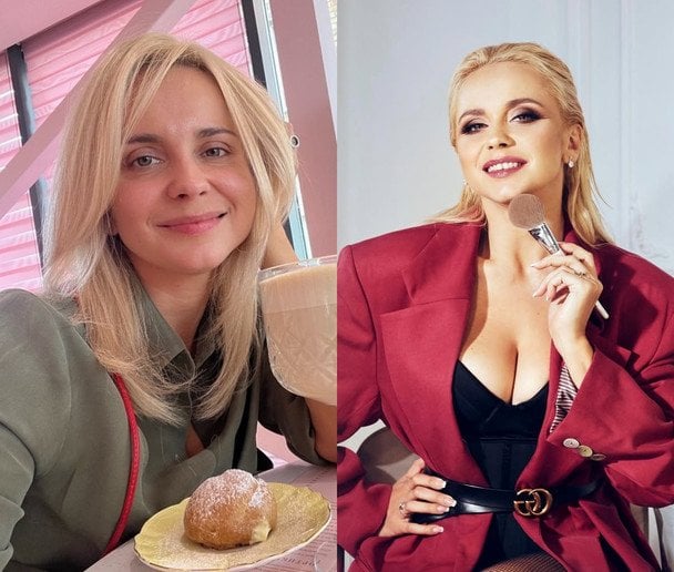 Лілія Ребрик без та з макіяжем