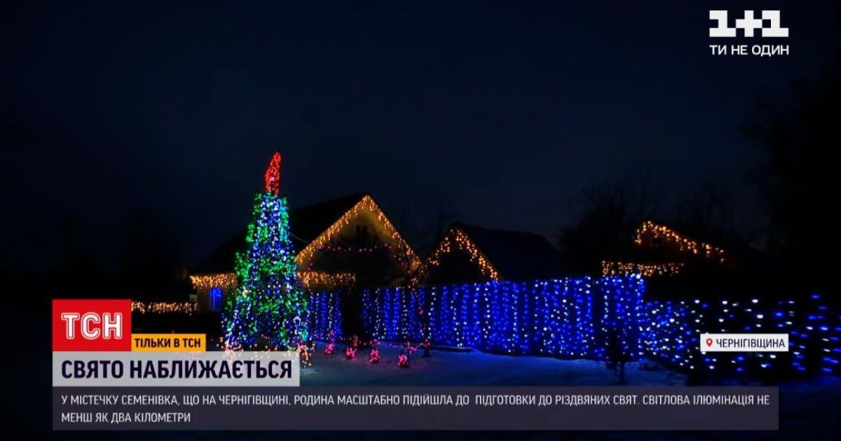 На Чернігівщині родина на подвір'ї встановила ілюмінацію з двох тисяч лампочок