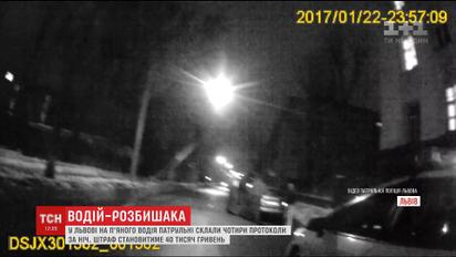 Четыре протокола за ночь за нетрезвое вождение в Львове составили патрульные на одного пьяницу