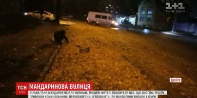 В Днепре перевернулась фура с мандаринами