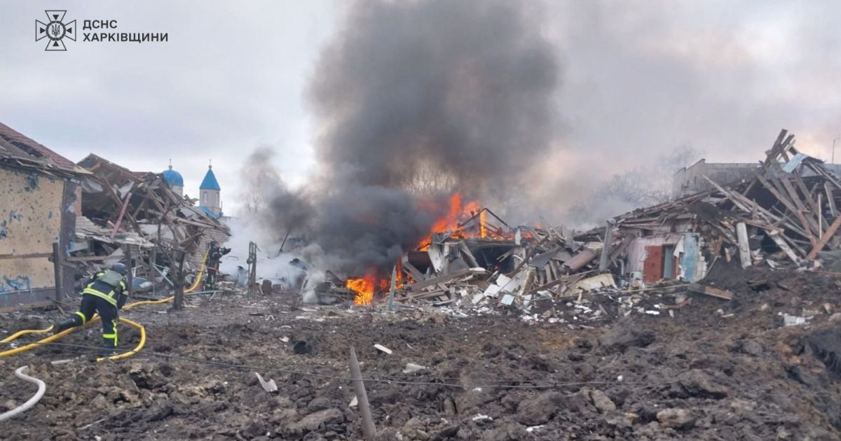 The aftermath of the attack on the village of Borova in Kharkiv region / Photo: State Emergency Service of Ukraine in Telegram