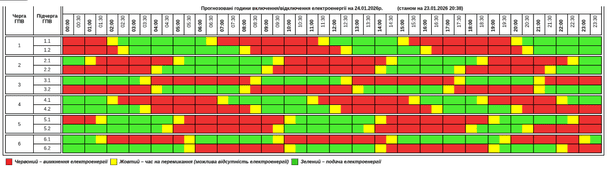 Графік відключення світла на Тернопільщині 24 січня