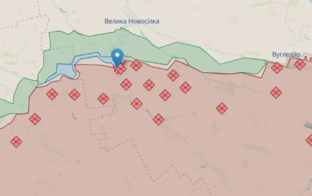 Старомайорське Донецької області на мапі. ФОТО: deepstatemap