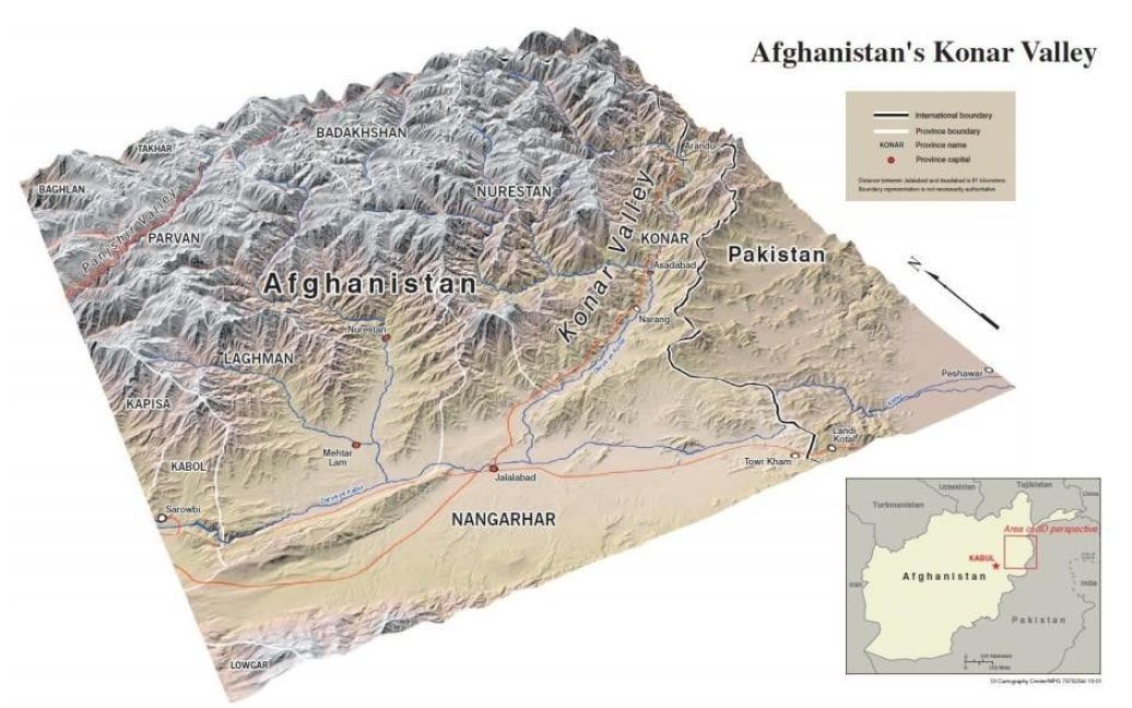 3D-карта долины Кунар Афганистана, 2001 / © CIA