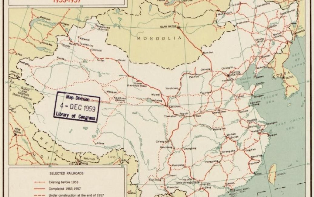 Новая железная дорога коммунистического Китая, середина 1950-х / © CIA
