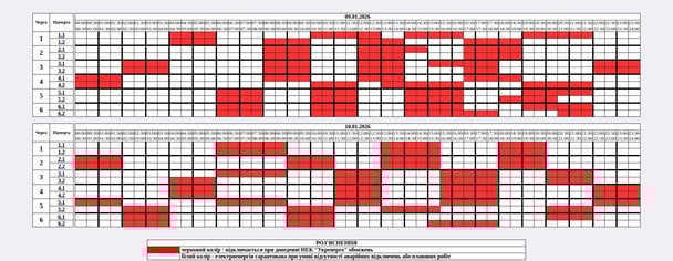Графік відключення світла на Житомирщині 10 січня