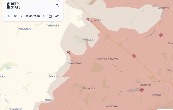 Просування ворога у районі Новомаркового / © Deepstatemap