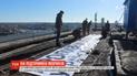 У Кропивницькому демобілізовані бійці вивісили 12-метровий плакат на підтримку моряків
