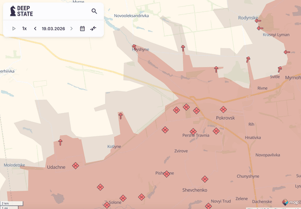 Просування ворога поблизу Покровська / © Deepstatemap
