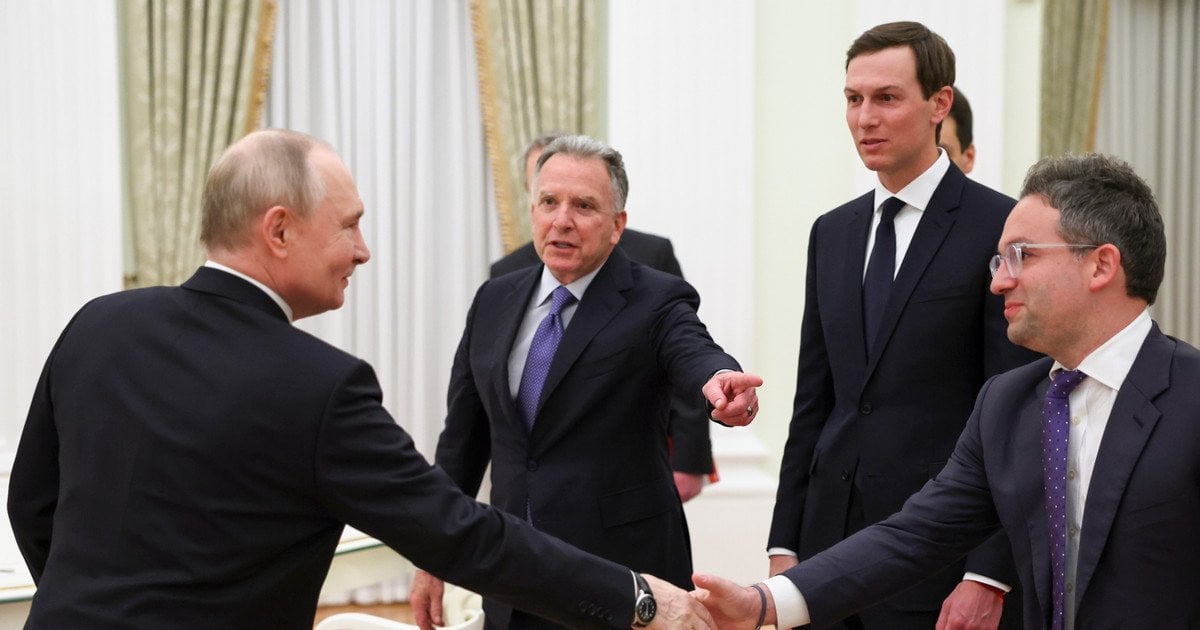 Володимир Путін, Стів Віткофф, Джаред Кушнер та Джош Грюнбаум на зустрічі у Москві 22 січня