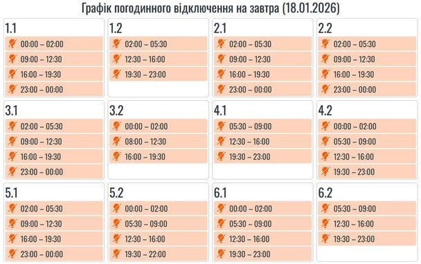 График отключения света на Прикарпатье 18 января