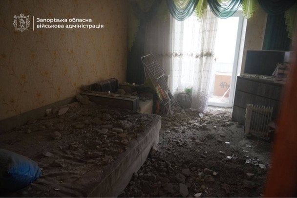 Житловий будинок у Запоріжжі постраждав від атаки РФ. / © Очільник Запорізької ОВА Іван Федоров