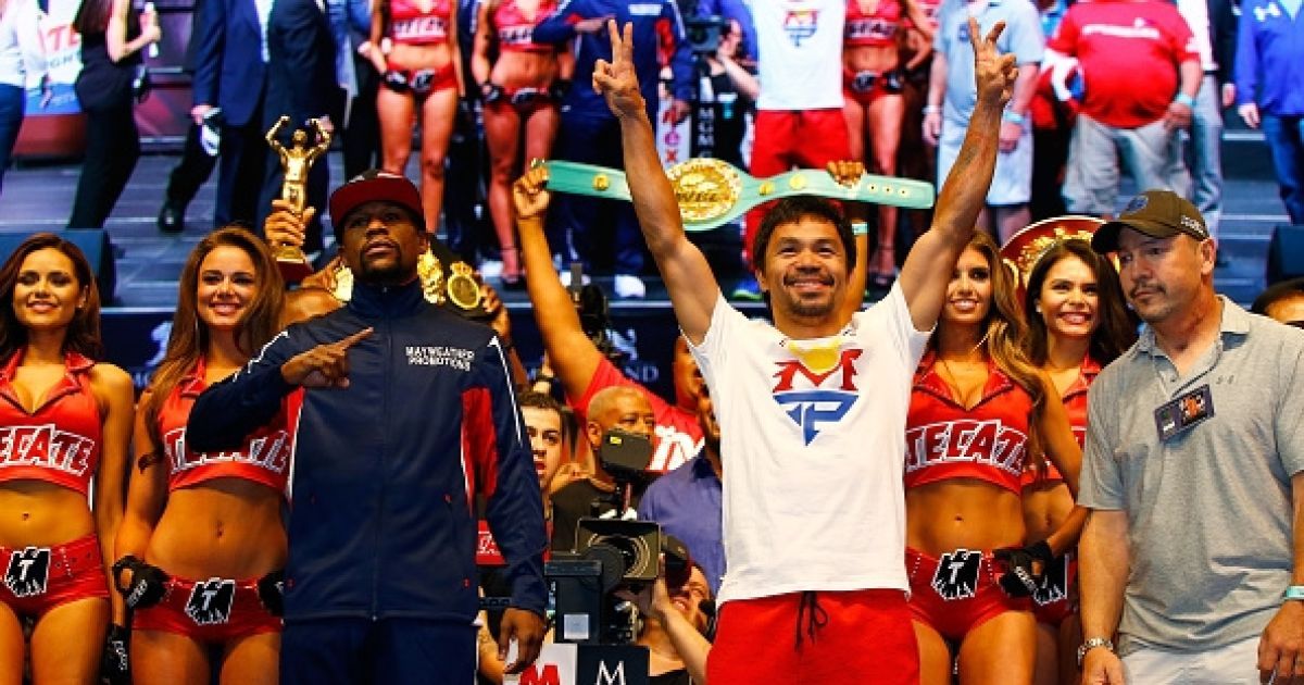 Взвешивание перед боем Мейвезер - Пакьяо / © boxingscene.com