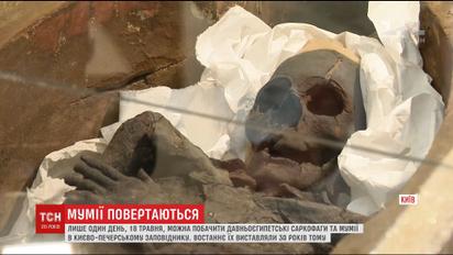 Мумию человека и крокодила представили в Киево-Печерской лавре