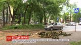 В Одессе сильный ливень и ураган повалили деревья