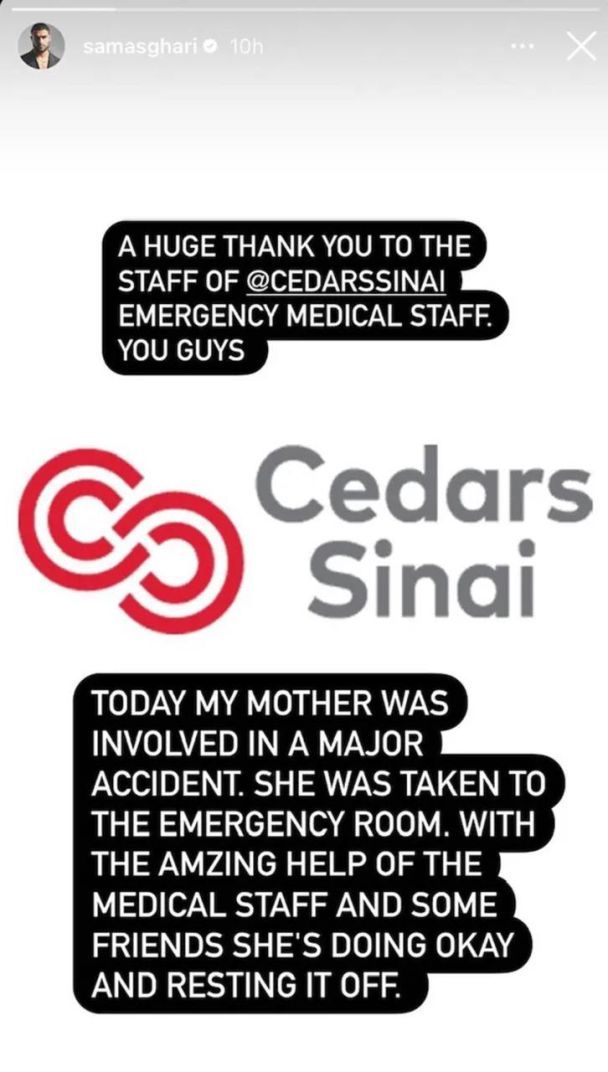Сэм Асгари рассказал о состоянии мамы после аварии / © instagram.com/samasghari
