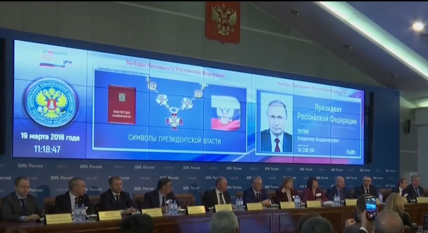 Путин победил на выборах в России с рекордными для себя 76,6% голосов