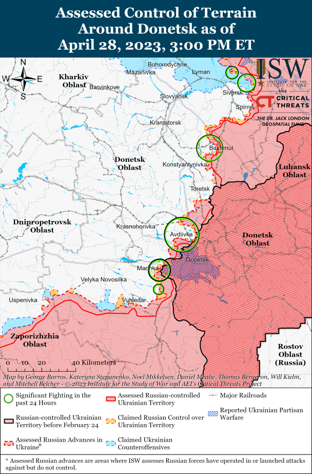 Ситуація на Донбасі. Карта боїв ISW.