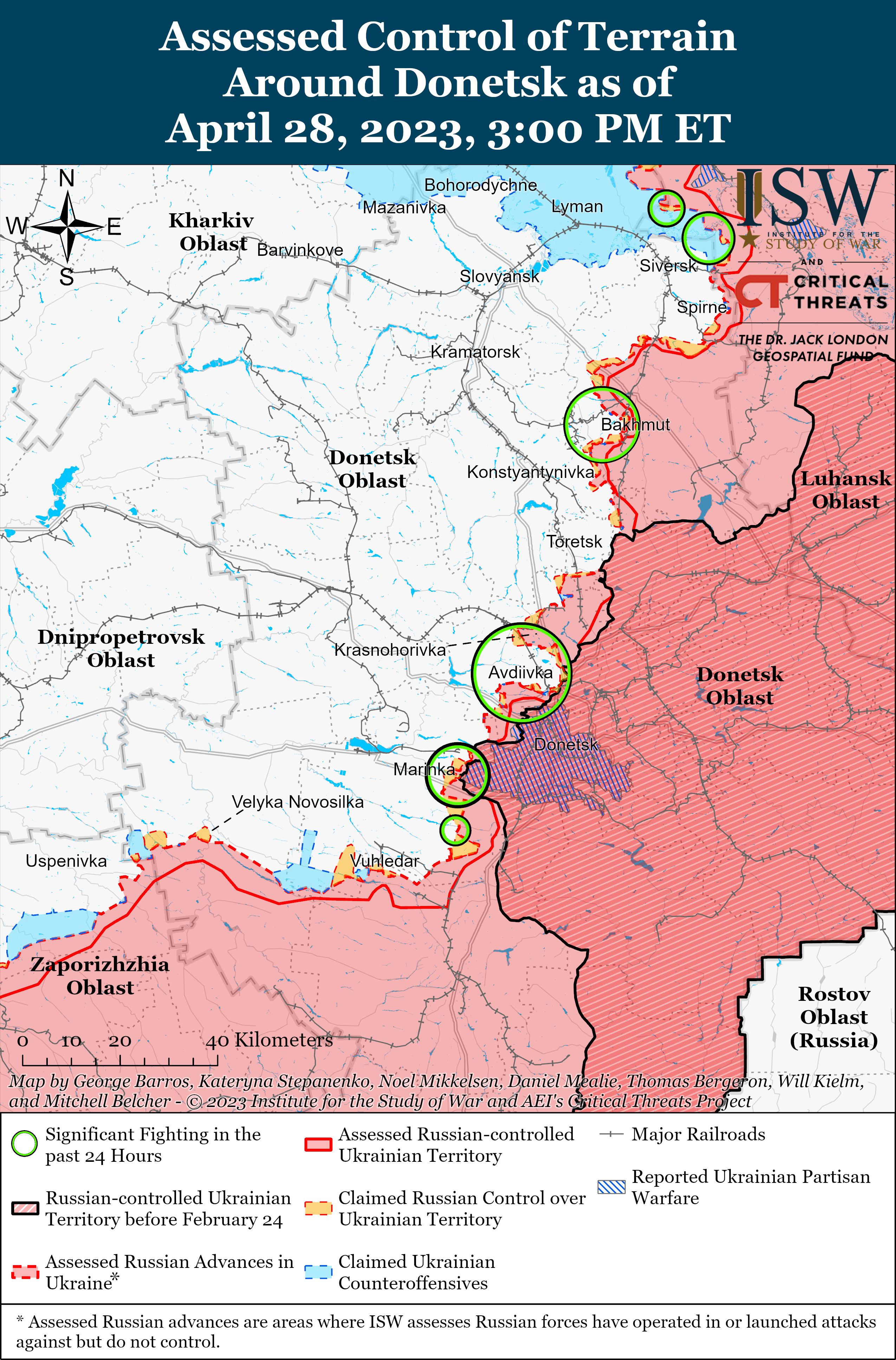 Ситуація на Донбасі. Карта боїв ISW. / © 