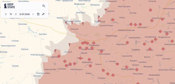 Покровськ і Гришине на карті / © Deepstatemap