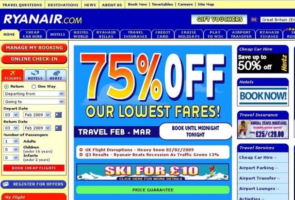Перший сайт Ryanair