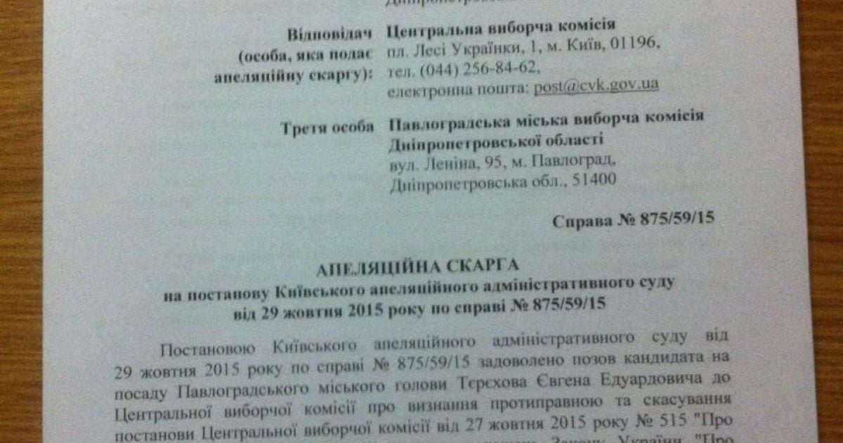 Скарга на рішення апеляційного суду по Павлограду_3 / © ТСН.ua