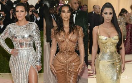 От мокрого "голого" платья до балаклавы на лице: эпатажные образы Ким Кардашьян на Met Gala