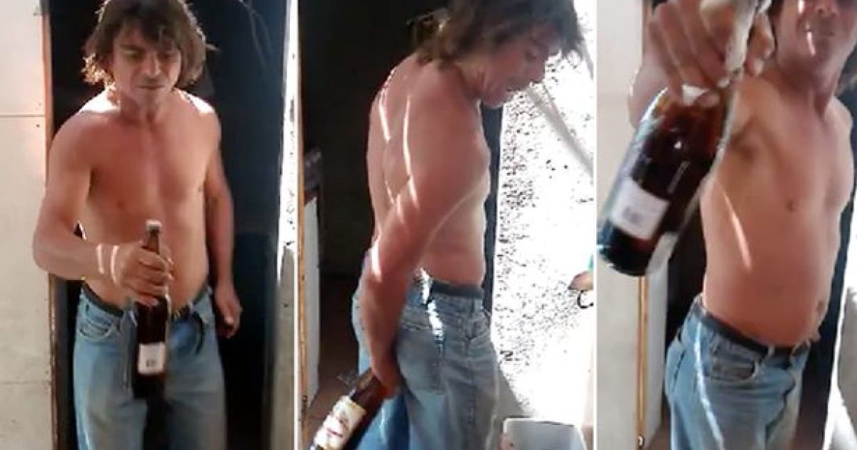 Мужчина показал странный способ открыть бутылку