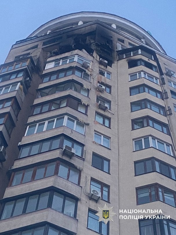 Последствия вражеской атаки на Киев 3 февраля / © Полиция Киева