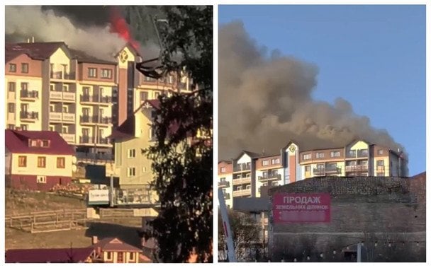 На "Буковелі" горить готель (фото, відео)