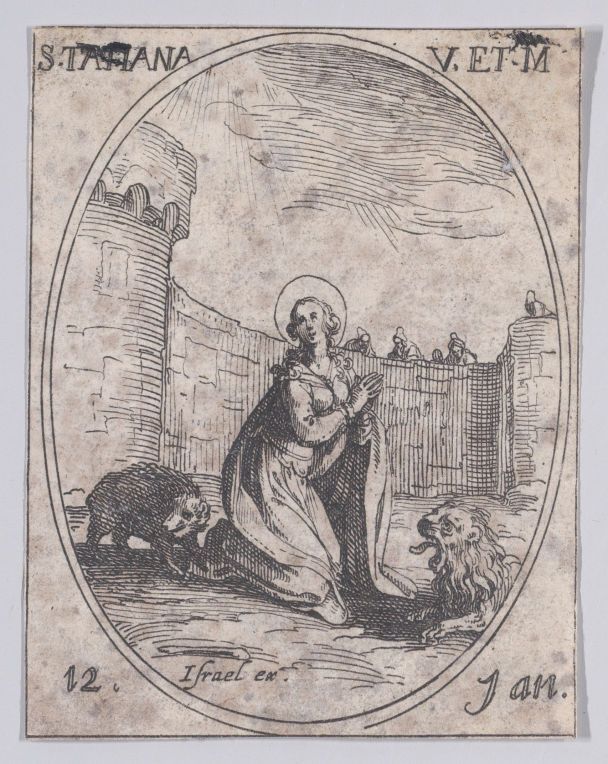 Голодні леви лягли біля ніг святої Тетяни Римської і лизали її руки, а потім розірвали одного з мучителів / © commons.wikimedia.org