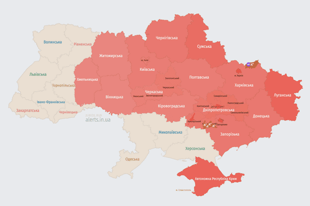 Росія атакує Україну БпЛА: мапа тривог