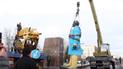 На Днепропетровщине повалили сине-желтого Ленина
