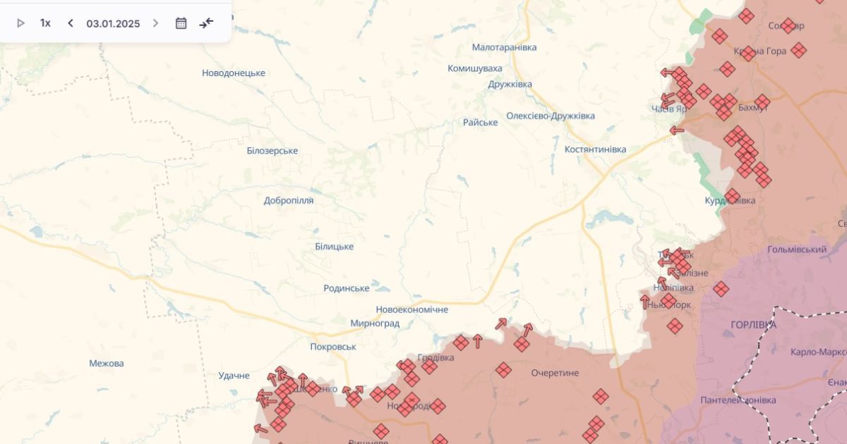 Мапа DeepState станом на 3 січня 2025 року