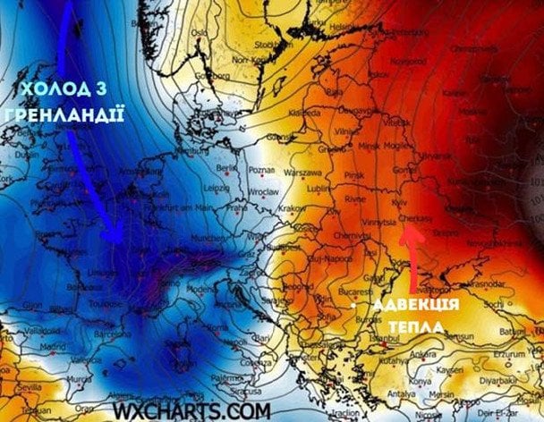 Метеорологічна карта / Джерело: Facebook Віталій Постригань