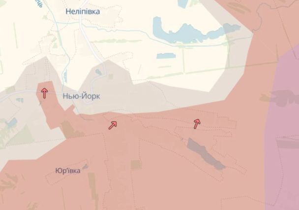 Просування РФ біля Нью-Йорка. Фото: DeepState.