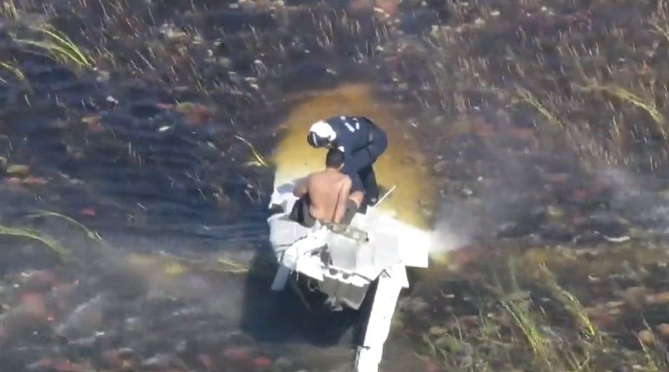 Пілот провів ніч у болоті з алігаторами / © скриншот з відео
