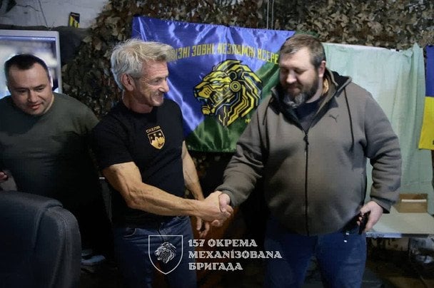 Шон Пенн відвідав бійців 157-ї бригади на Донецькому напрямку / Фото: 157-ма окрема механізована бригада