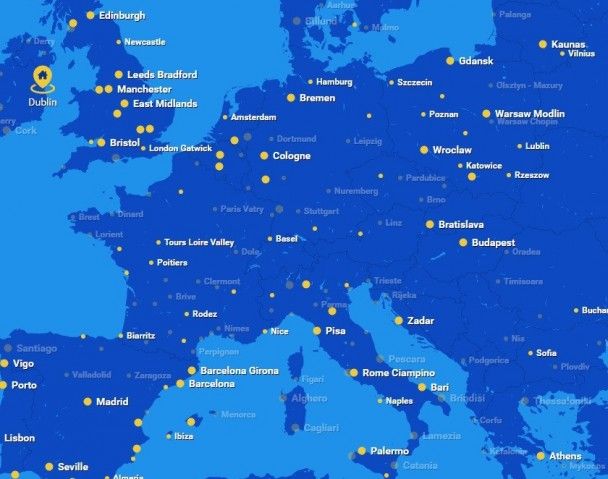 Интерактивная карта Ryanair / © Ryanair