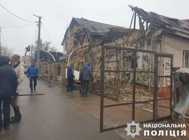 Наслідки атаки ворожих безпілотників по Київській області / Фото: Поліція Київської області