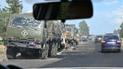 Разбитая "Хаймарсом" колонна российских военных в Курской области