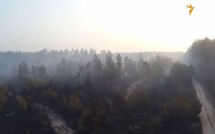 Безпілотник зняв наслідки масштабної пожежі під Києвом