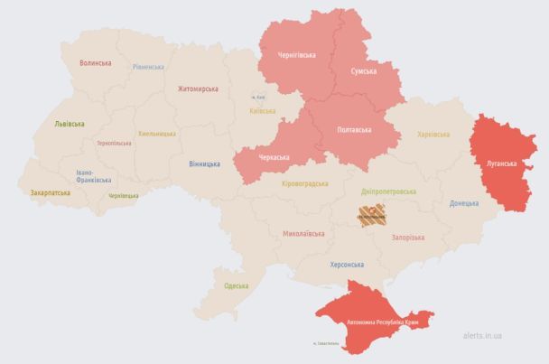 Повітряна тривога оголошена в деяких областях