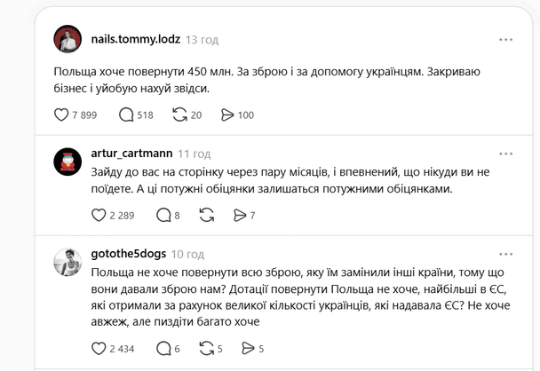Реакція українців у соцмережах на вимогу Польщі / © скриншот