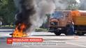 У Черкасах водій поливальної машини самотужки загасив мотоцикл, який горів посеред дороги