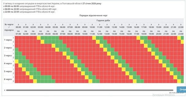 Графік відключення світла в Полтавській області